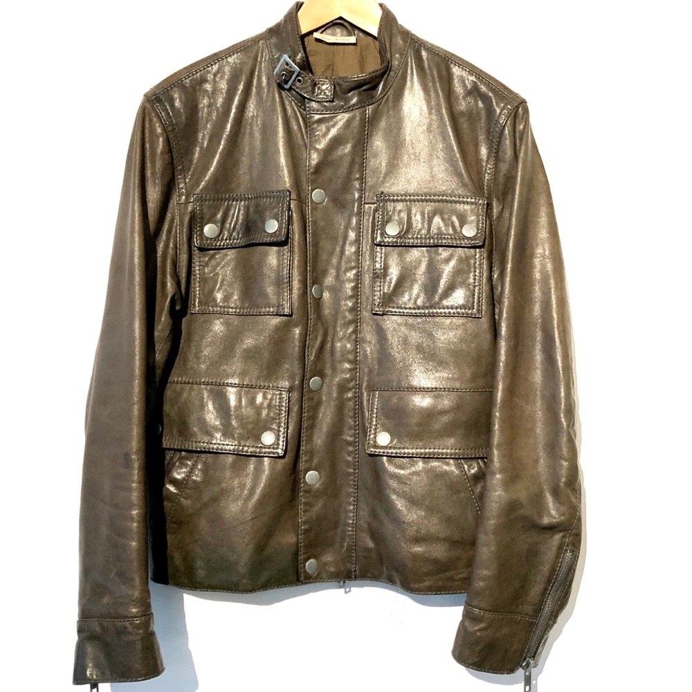 Vintage DKNY mens leather biker jacket size M
